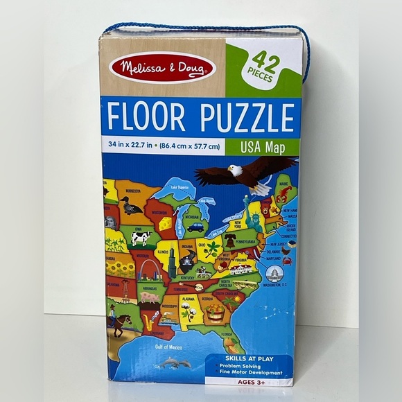 Melissa & Doug 42 Large Piece USA Map Floor Puzzle Ages 3+ 34" x 22.7" - Picture 1 of 4